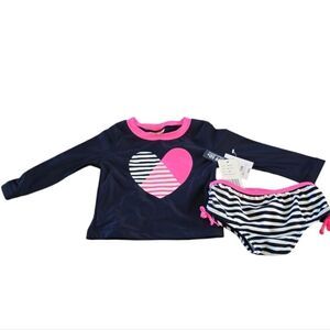 OshKosh B'gosh Black and Pink Rashguard Set